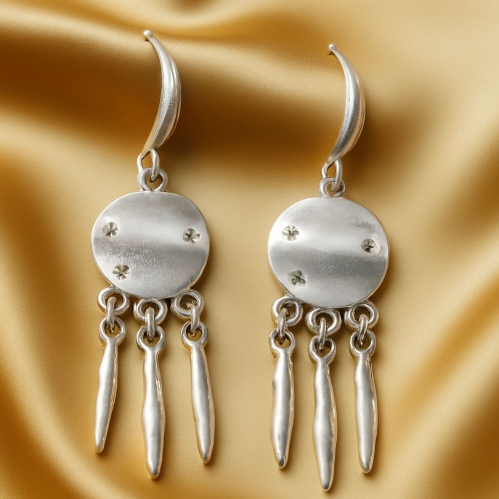 Elegant Silver Dangle Earrings - Crystal Fringed Women's Fashion Jewelry - 1.75"